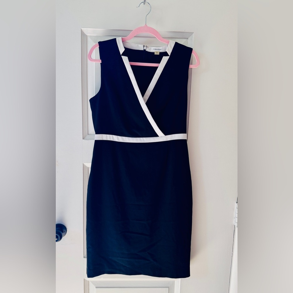 Calvin Klein Black Dress with White Trim